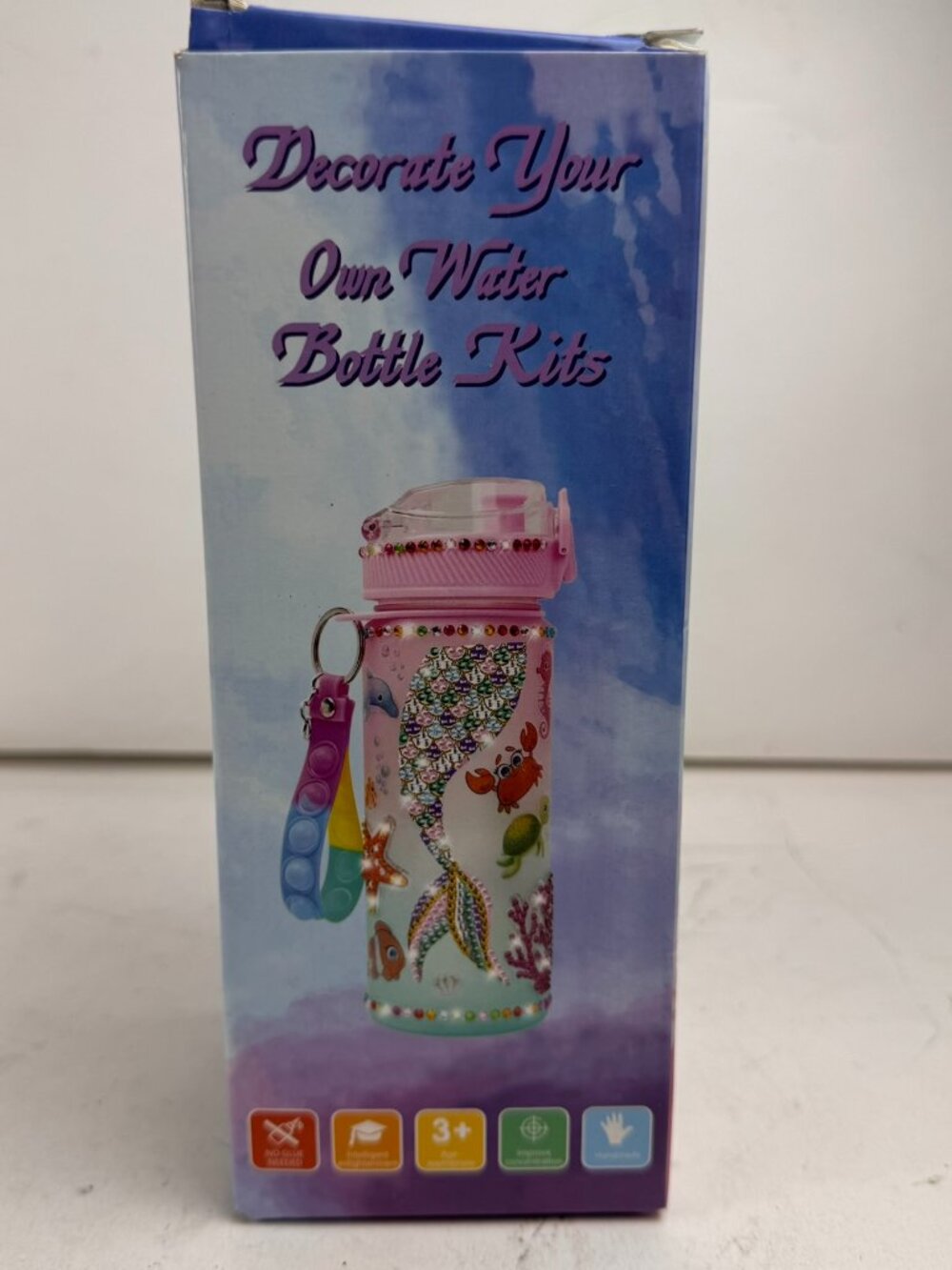 DIY Water Bottle Craft Kit for Kids - 600ml BPA Free Mermaid Unicorn Gem Sticker